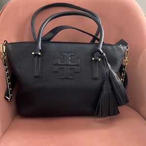 Tory Burch Classic Navy Pebble Leather Bag